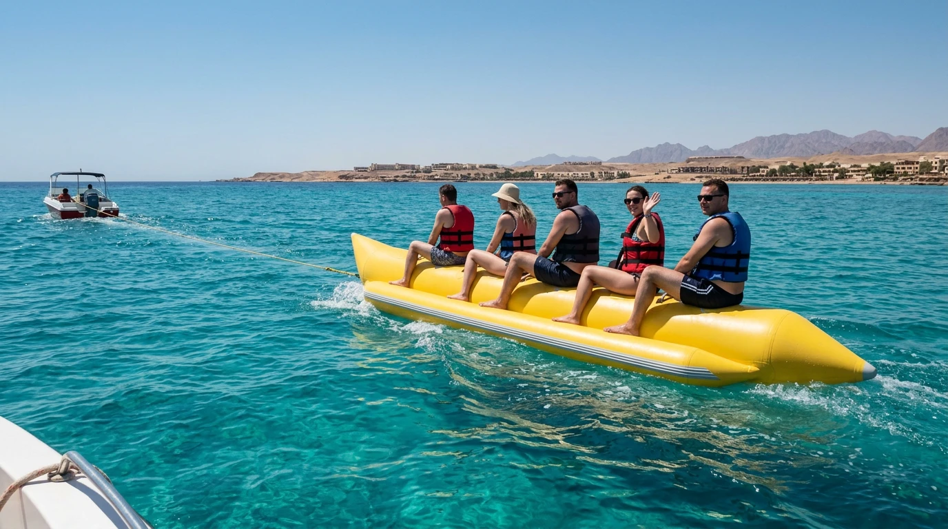 Banana boat ride on the turquoise Red Sea